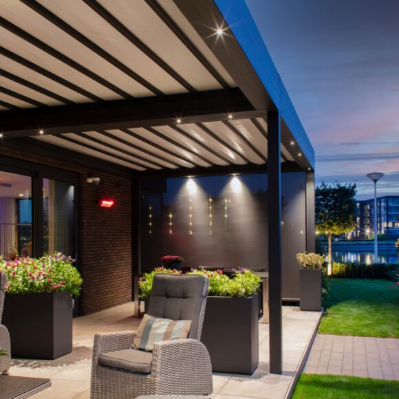 Pergola toile rétractable Linconyl de nuit