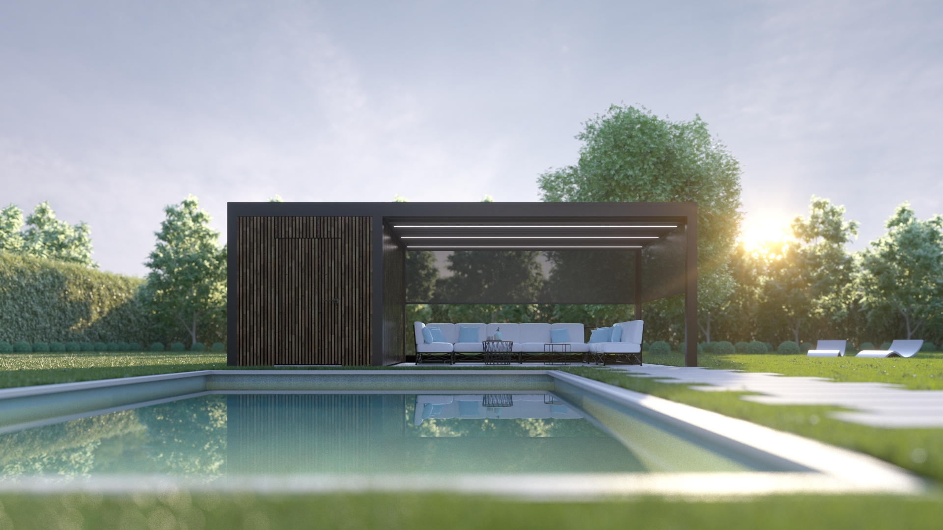 Espace détente Linconyl bord de piscine