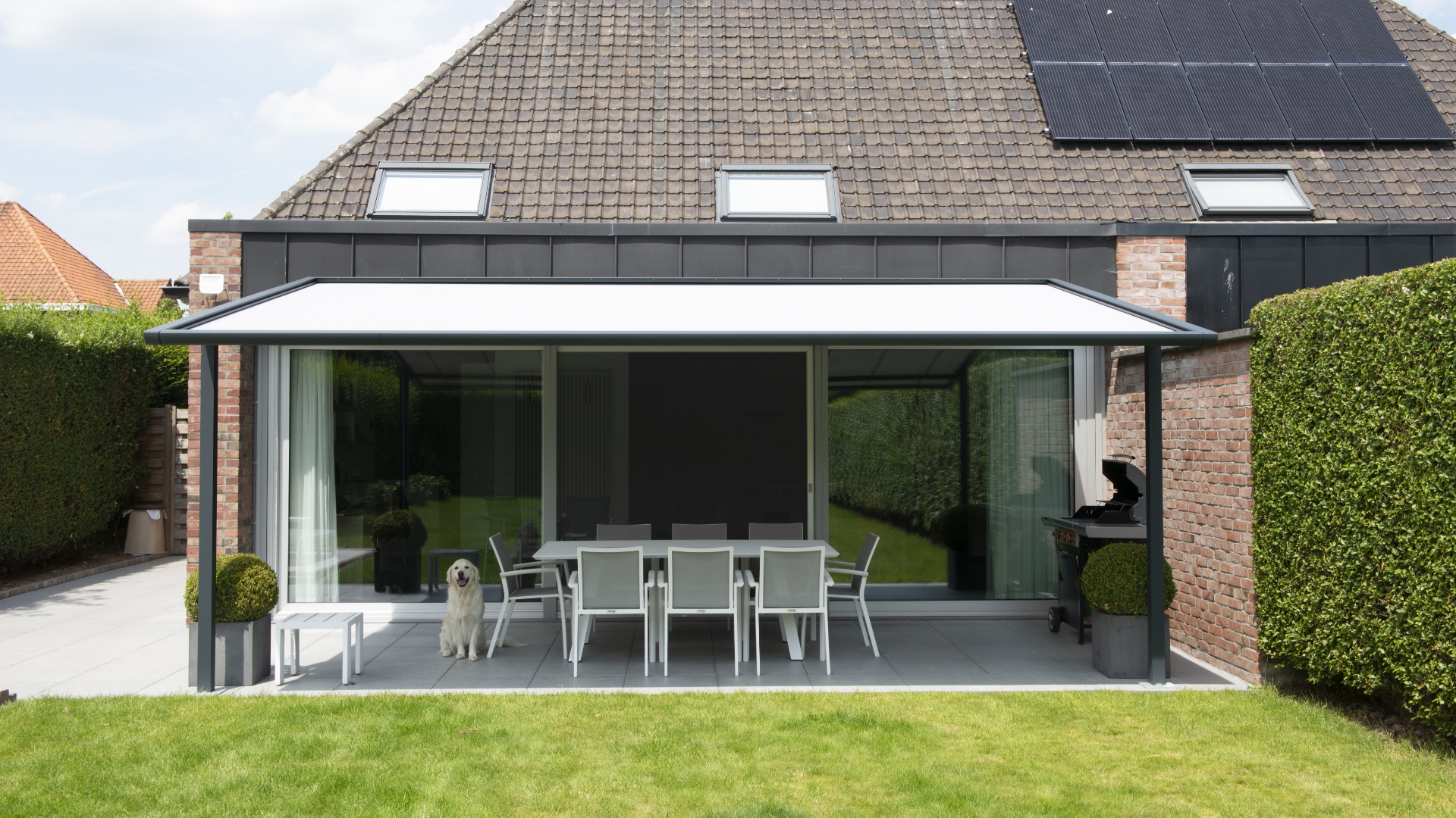Pergola toile enroulable Linconyl blanche