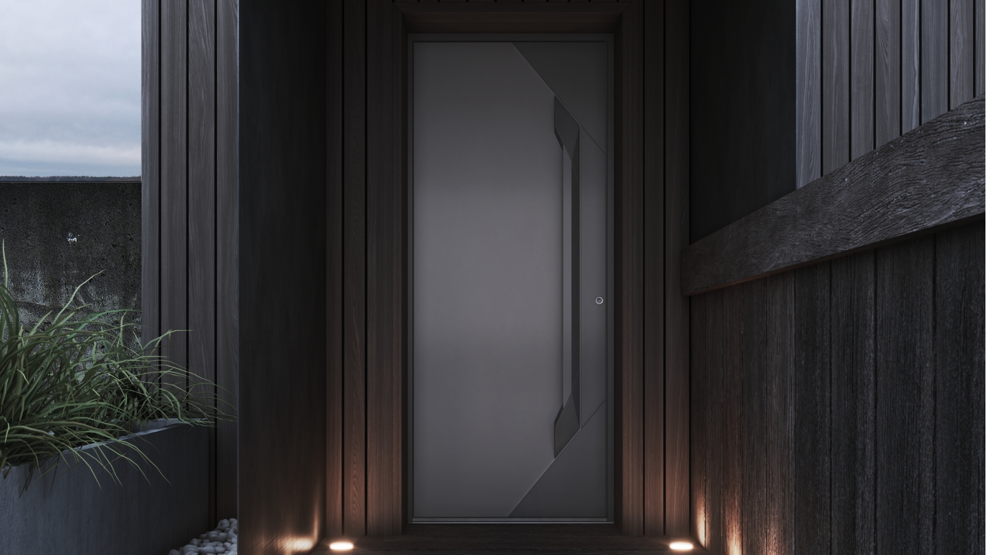 Porte d'entrée alu PVC Linconyl sombre